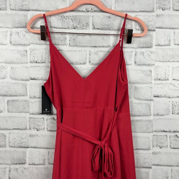 Lulus Manhatten Moment Berry Pink Ruffled Midi Wrap Dress Sz XS NEW - Picture 6 of 13